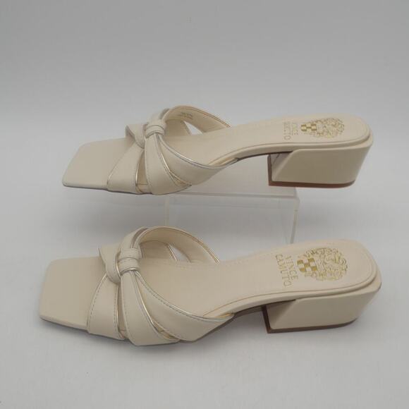 NEW Vince Camuto Women's 7 Selaries Block Heel Sandals Cream Warm Vanilla no Box - Picture 4 of 9
